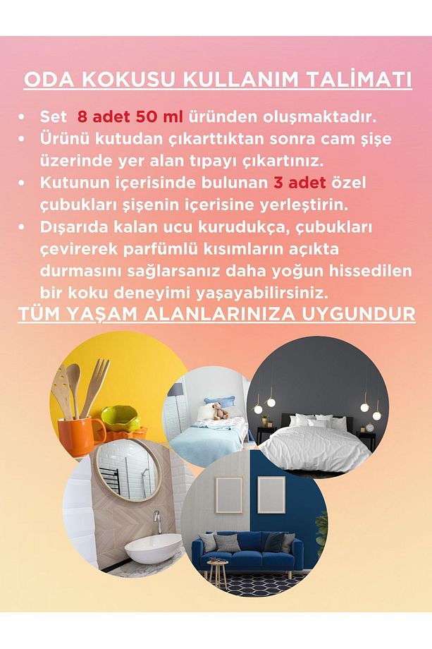 8'Lİ -ÇUBUKLU ODA KOKUSU-REED DIFFUSER 50 ML X 8 ADET - 8