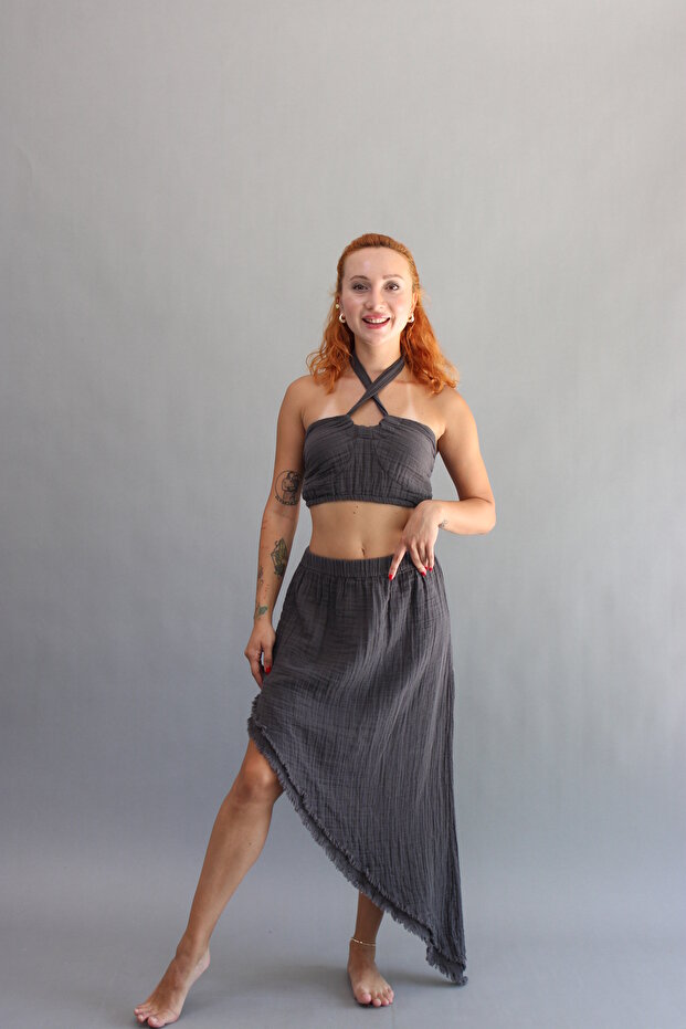 Asymmetrical Designed Muslin Skirt