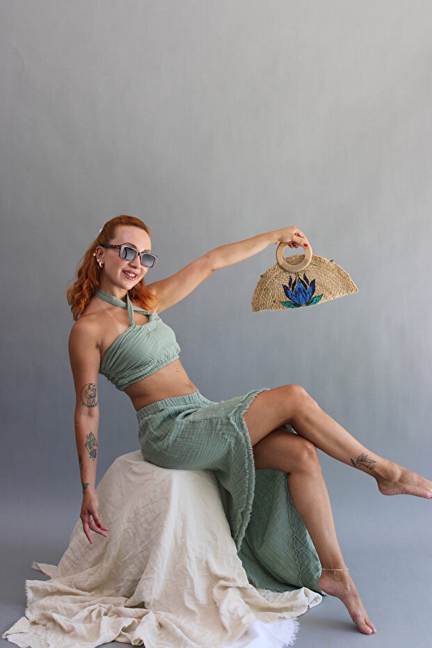 Asymmetrical Designed Muslin Skirt