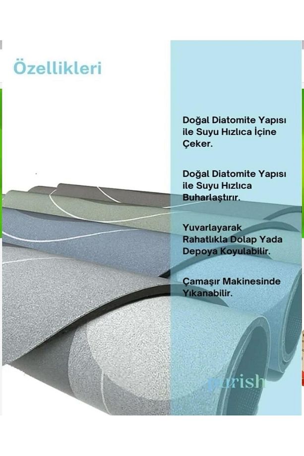 ( 1 Adet ) 40*60 CM Banyo Paspası  Kaymaz Tabanlı Su Emici Yapı Kare - 5