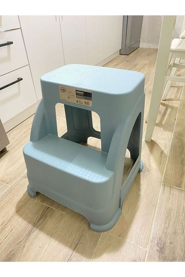 Merdivo Büyük Mavi Basamaklı Tabure Merdiven Kamp Ev Bahçe Tabure 42x44x44(H) Cm - 1