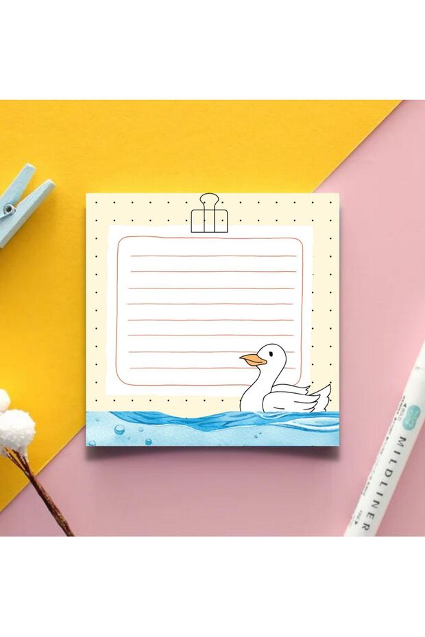 Sevimli Ördek Memopad Not Kağıdı Bloknot To do List Defter Ajanda Seti - 1