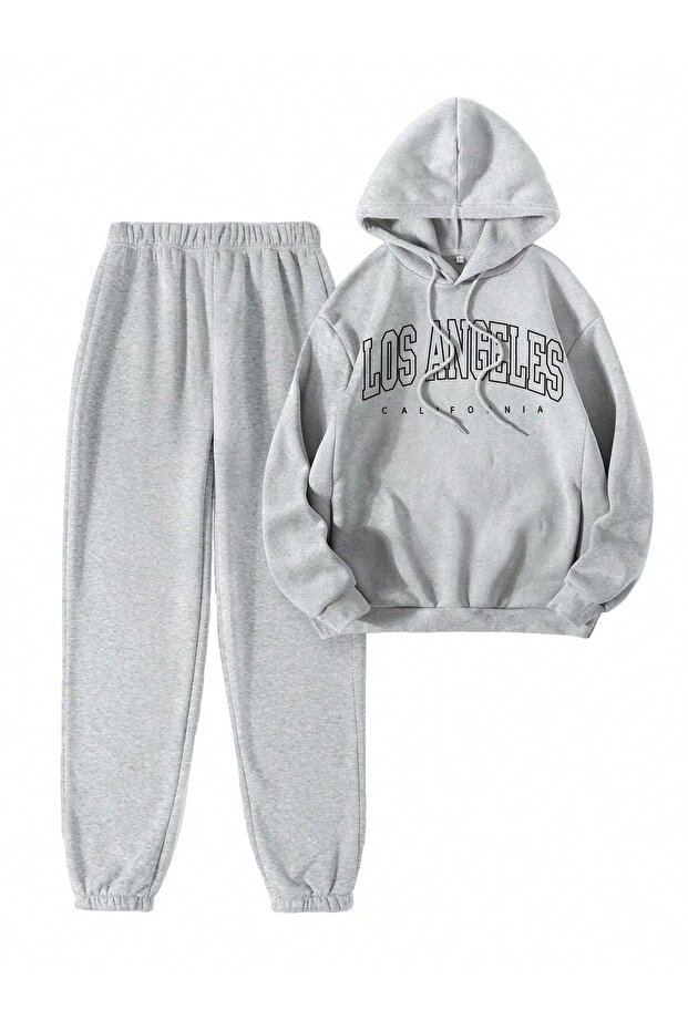 Unisex Oversize Hooded Tracksuit and Sweatshirt Set