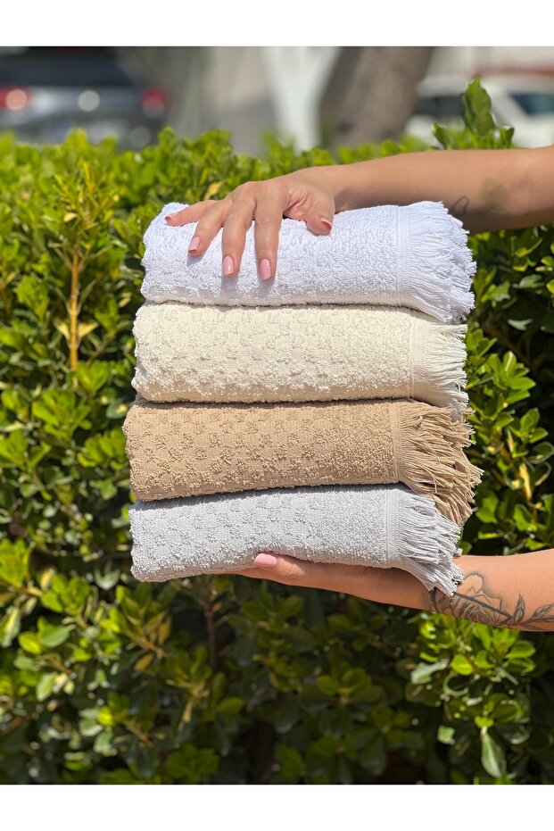 Fringed Set of 4 Hand/Face Towels