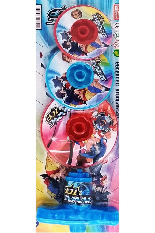 Plastik Basmalı Kendinden Dönen Topaç spinning Tops 3 Lü Set 2 Adet - 2