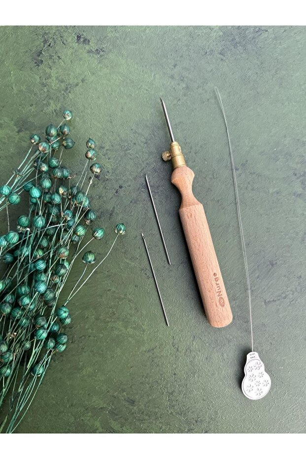 Nurge Special Punch Needle for Fine Embroidery with Wooden Handle (3 Different Needle Tips Included.)New!