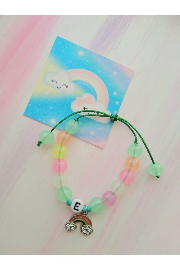Birthday Preschool Children's Phosphorescent Rainbow Letter Bracelet (Specify the Letter You Want)