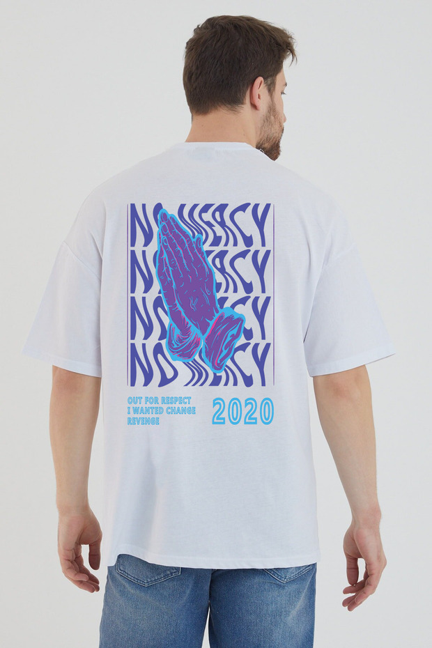 Nomearcy Unisex Oversize White Back Printed T-shirt