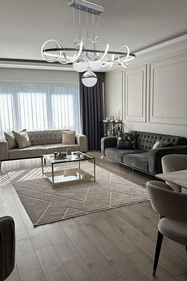 Modern Sarkıt Kıvrımlı Çember 3 Renk PowerLed Krom 3 Toplu Led Avize - 3