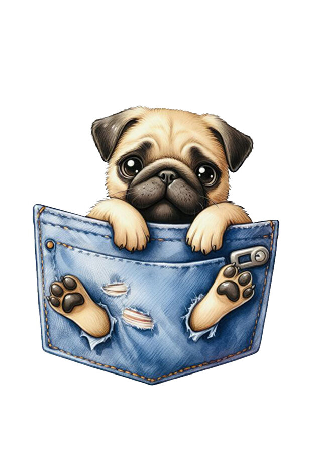 Pocket Pug Sticker Car, Motorcycle, Helmet, Laptop, Glass Sticker 13X8 cm