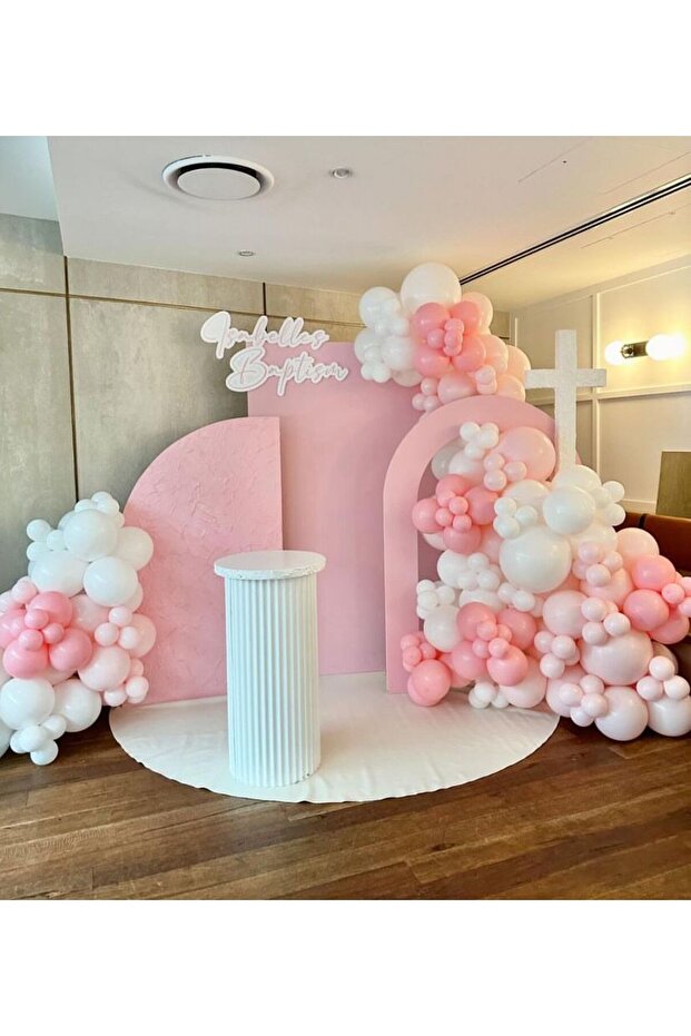 Powder Pink Flamingo Pink White Balloon Chain Set 100 pcs