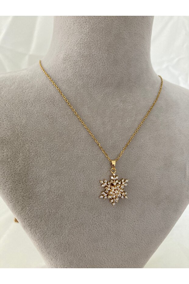 Stainless Steel Snowflake Necklace Body Movable Zircon Stone