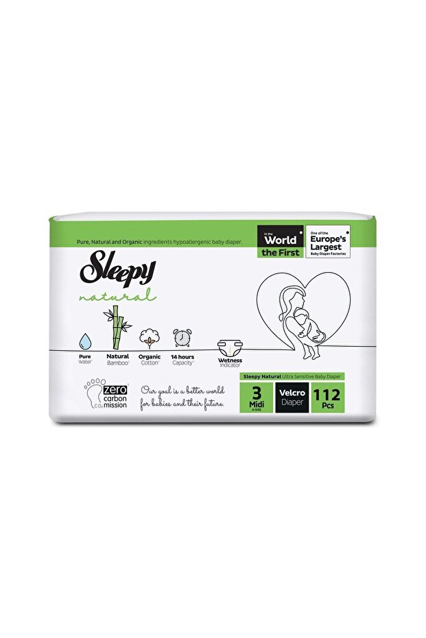 Sleepy Natural Bebek Bezi 3 Numara Midi 112 Adet - 1
