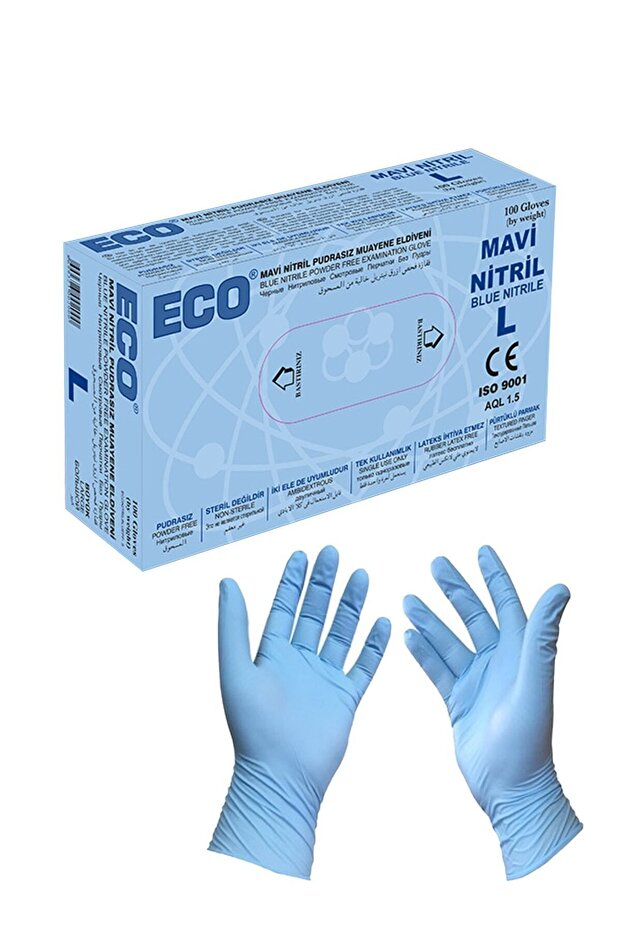 Nitril Mavi Eldiven Large 100 Adet - 3