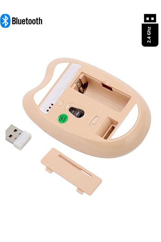 Sevimli Kedi Kablosuz Pudra-Bej Mouse Bluetooth + Dual Mode - 6