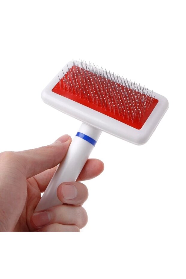 Cat Dog Feather Combing Pets Brush with Wire White