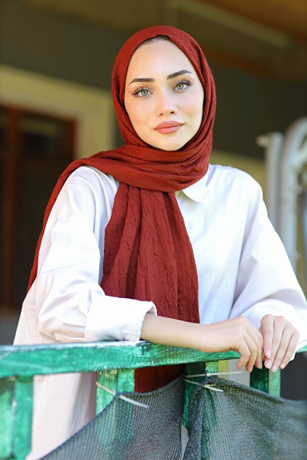 شال تحطم من الخيزران باللون الداكن