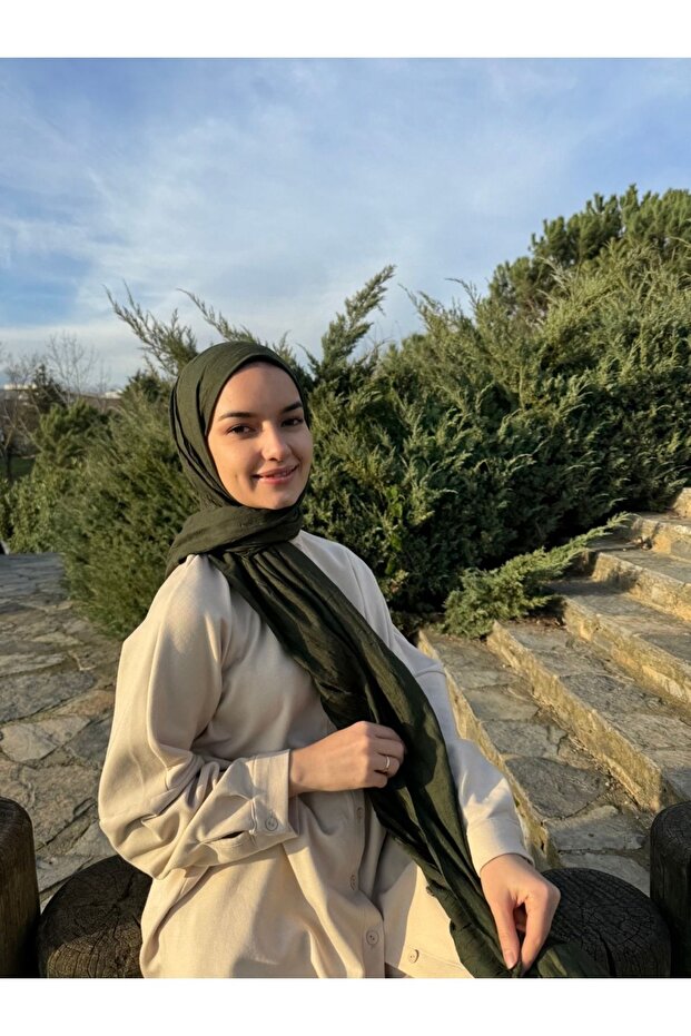 Bambu Crash Şal Askeri Haki - 3