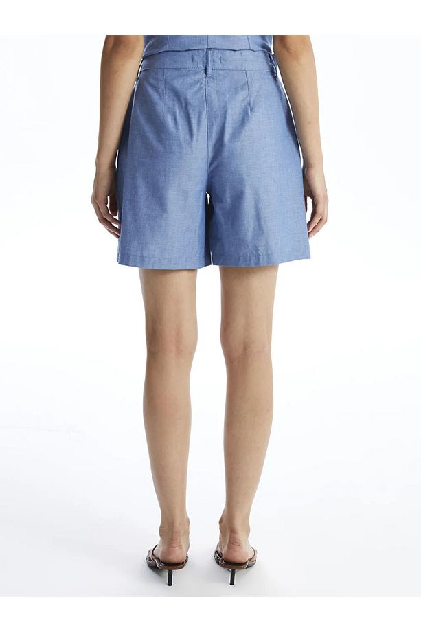 Natuvera Mavi Kadın Loose Fit Düz Şort - 4