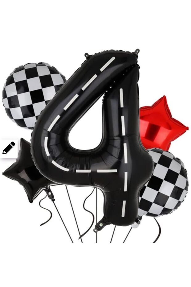 Race Cars Themed 4-Year-Old Balloon Set