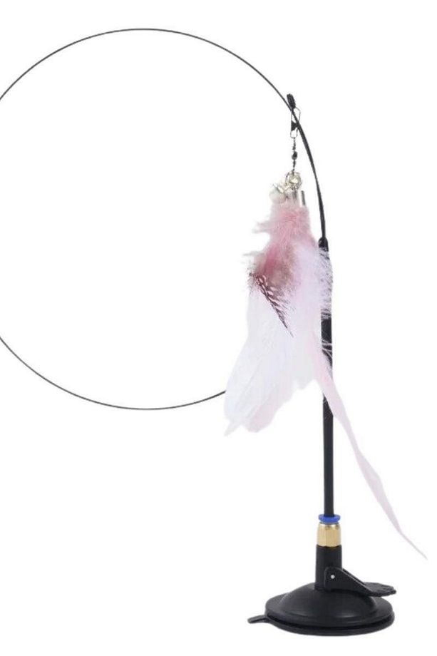 80 CM Eğlenceli | İnteraktif | Güçlü Vantuzlu | Tüylü | Zilli Olta Kedi Oyuncağı - 5