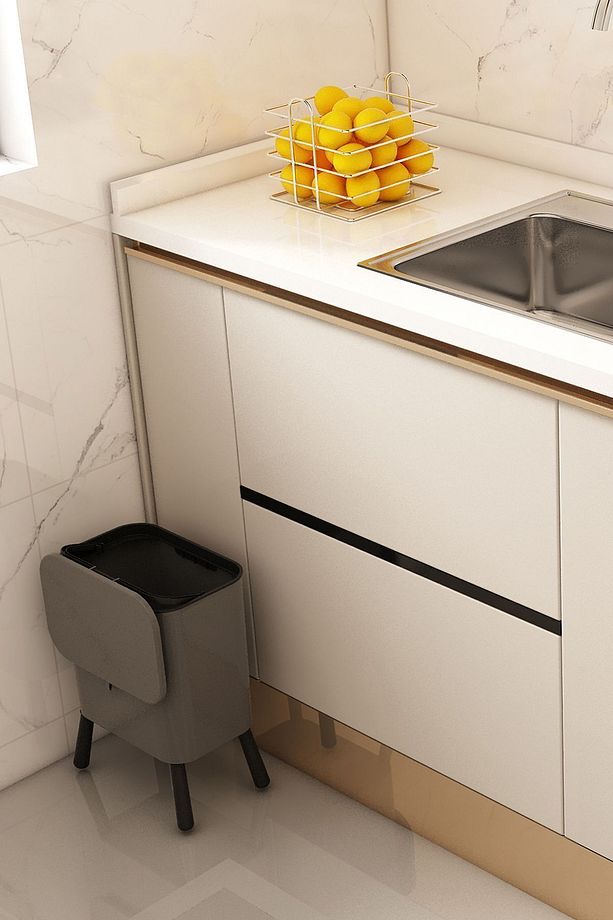 15 Lt Ayaklı Fonksiyonel Kapaklı Banyo Ve Mutfak Çöp Kovası - 1