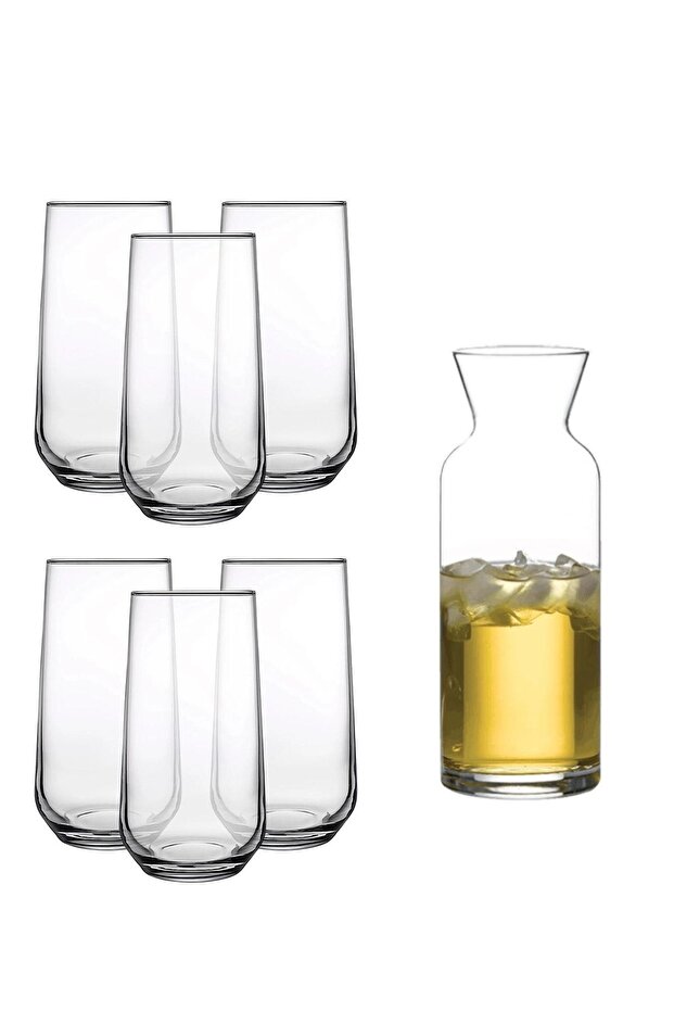 Allegra Water Glass Set - Carafe Jug Water Set 7 Pieces