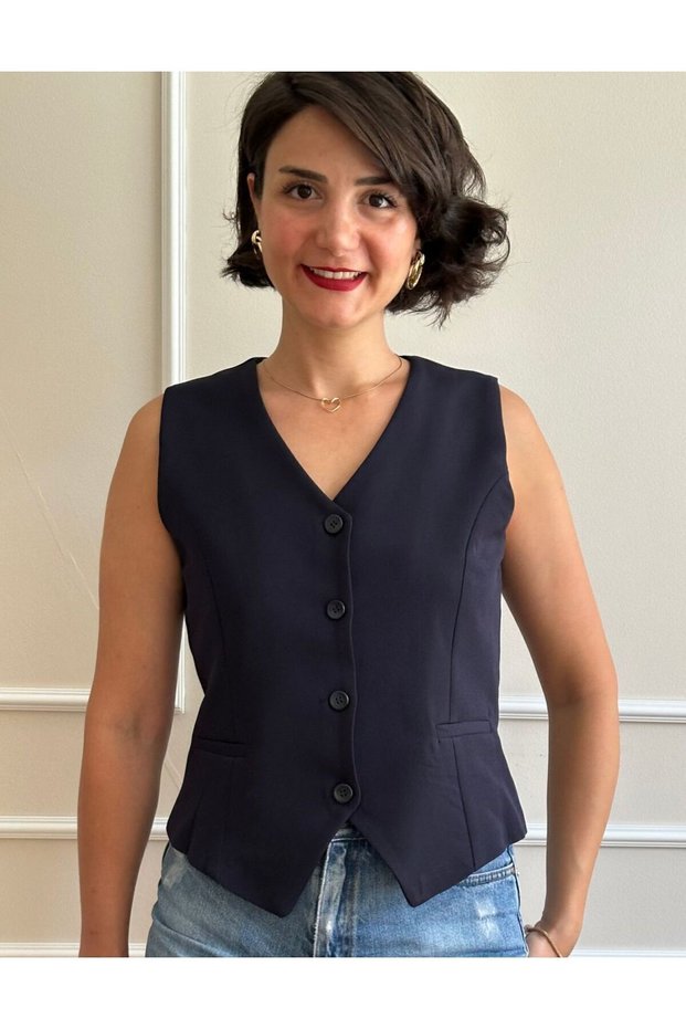 Women's Navy Blue Short Vest