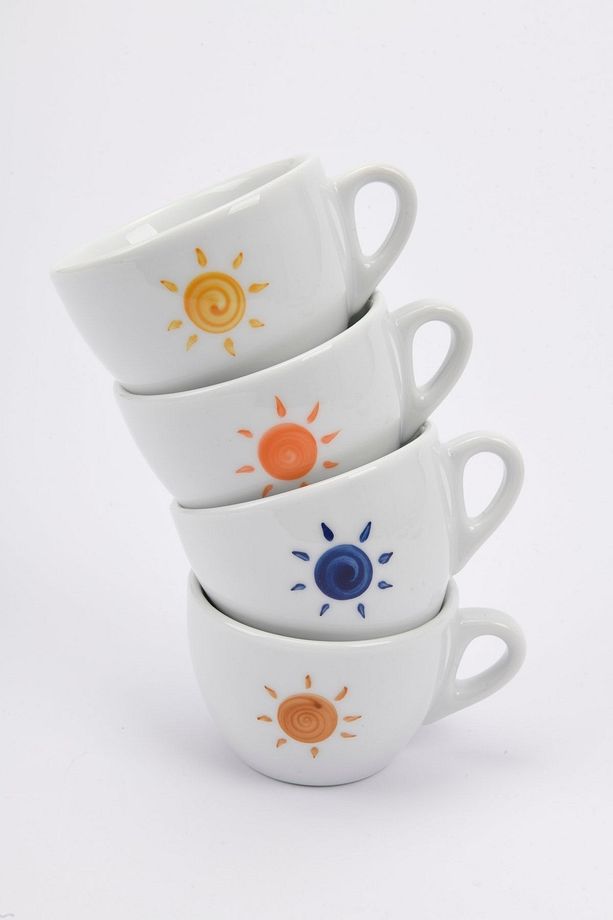Verona El Yapımı Güneş Motifli Cappuccino Fincan Ve Tabak Takımı - 180 ml - 5