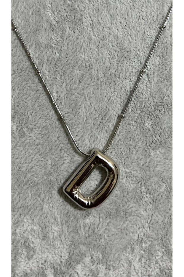 Women's Steel Balloon D Letter Silver Color Necklace