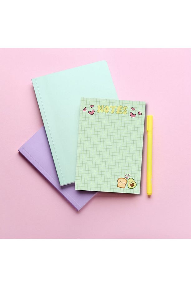 Kareli Avokado Yeşil Desenli Planlayıcı/To Do List Defter Memopad Notepad A6 - 1