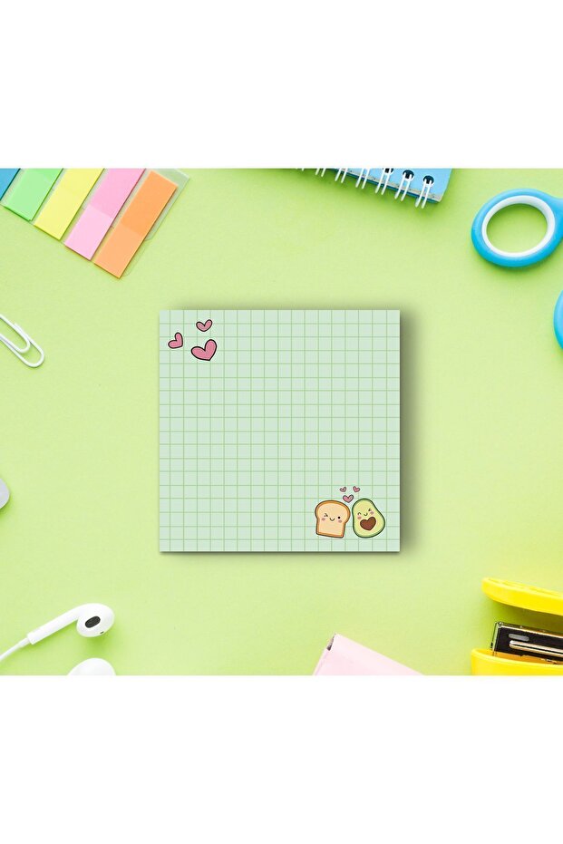 Checkered Avocado Patterned Green Memopad Memo Pad Notebook Notepad Planner - 4