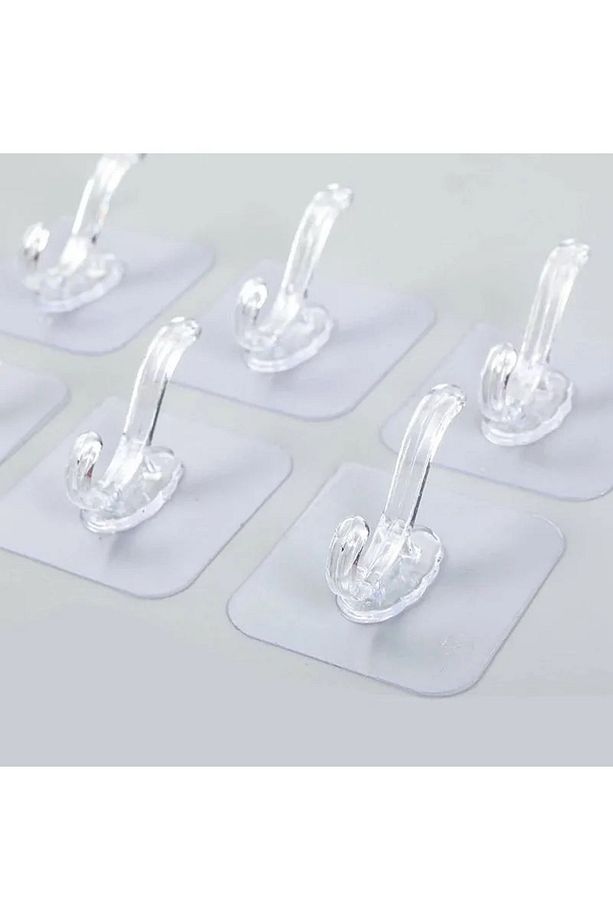 1'li Kendinden Yapışkanlı Güçlü Slikon Yapışkanlı Şeffaf Askılık Kapı Arkası Mutfak Duvar Banyo Askı - 4