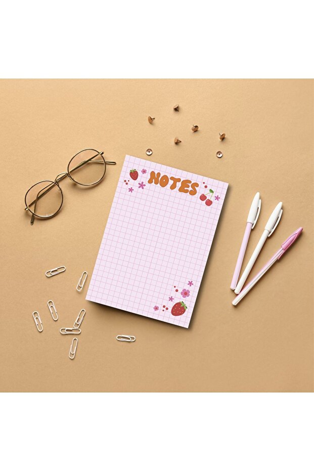 Checkered Strawberry Cherry Patterned Planner/To Do List Notebook Memopad Notepad A6 - 5
