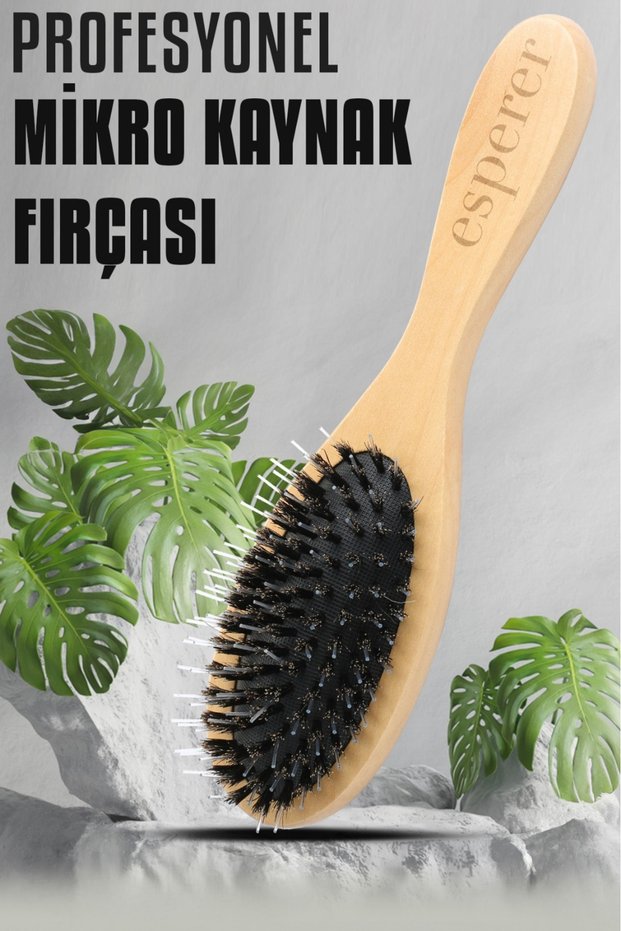 Natural Wood - Welding Hair Detangling Brush, Keratin Welding Hair Combing Brush