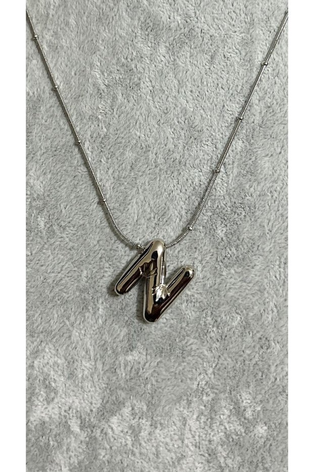 Women's Steel Balloon N Letter Silver Color Necklace