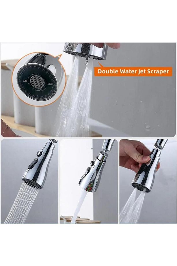 Krom 3 Fonksiyonlu Mutfak Lavabo Başlığı Esnek Musluk Ucu - 3