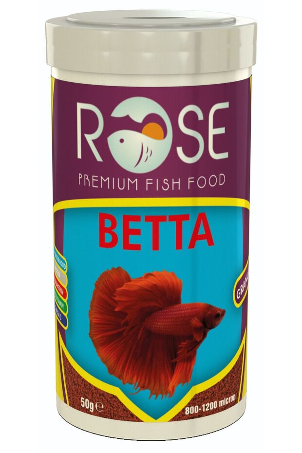 Betta Granules 125ml, Rose 100ml Beta Balığı Yemi, Multivitamin - 4