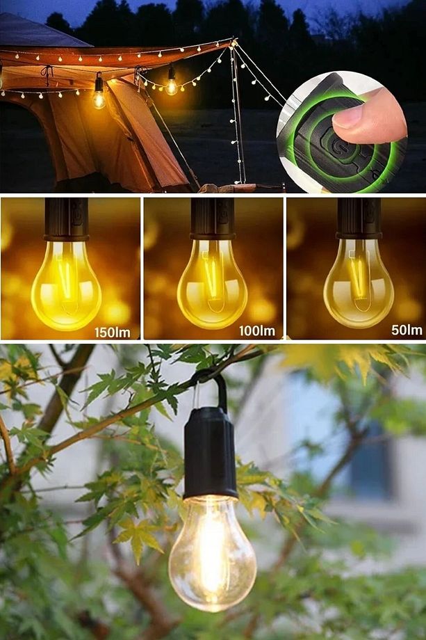 ® Şarj Olabilen 3 Farklı Mod LED'li Kendiliğinden Asma Kancalı Kamp,Dış Cephe Lambası - 4