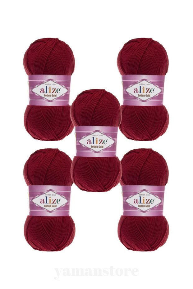 Cotton Gold 5 Pieces Amigurumi Vest Cardigan Scarf Sweater Knitting Thread Color 390 Cherry Rotten