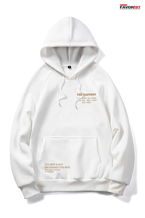 Happiest Printed Unisex Oversize Hooded Sweatshirt