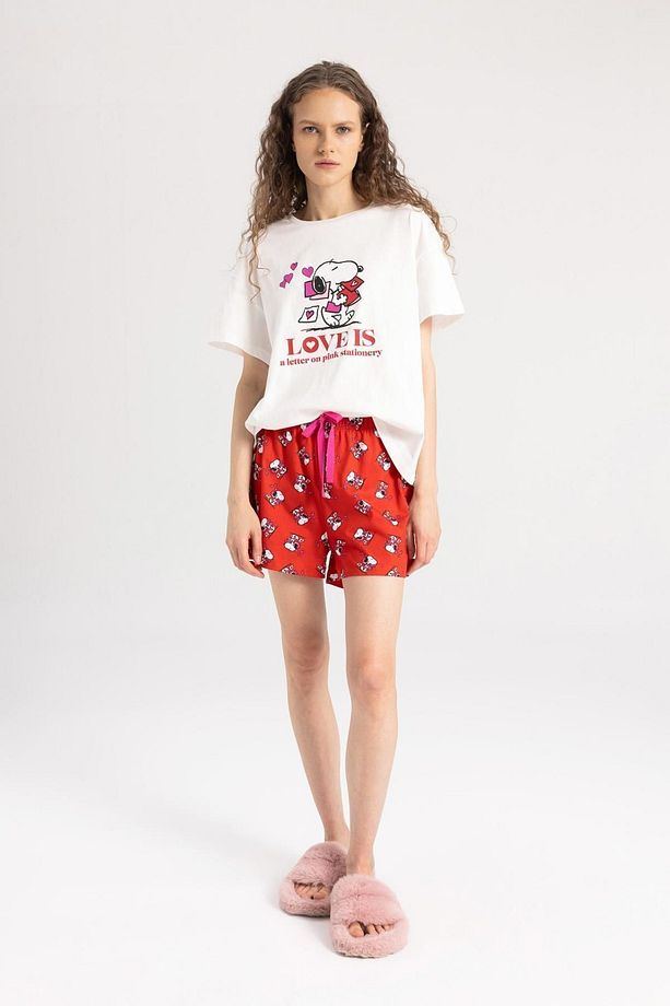 Fall In Love Snoopy Kısa Kollu Şortlu Pijama Takımı B6205ax24sp - 5