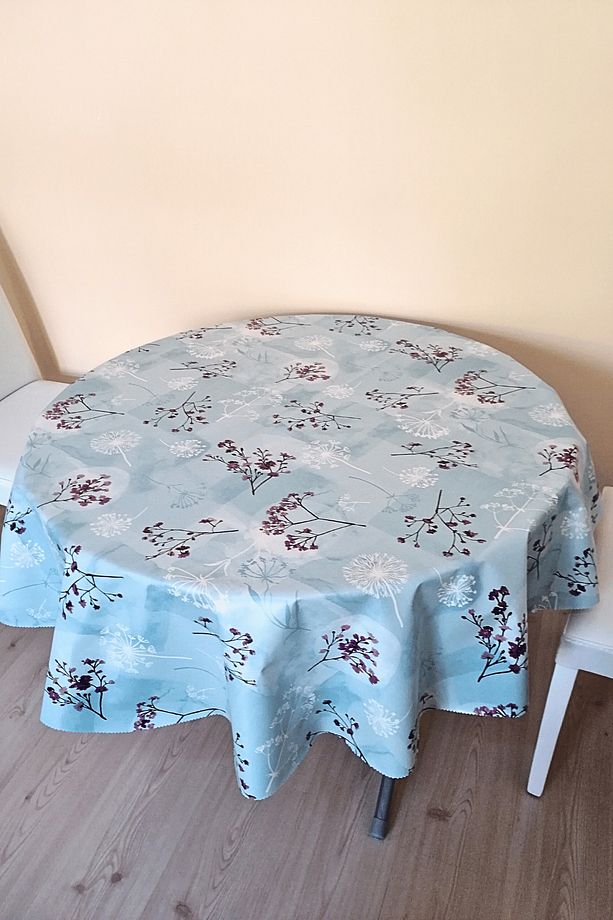 ALTI ASTARLI YUVARLAK MUŞAMBA MASA ÖRTÜSÜ - 140 CM ÇAP - ELG13 - 1