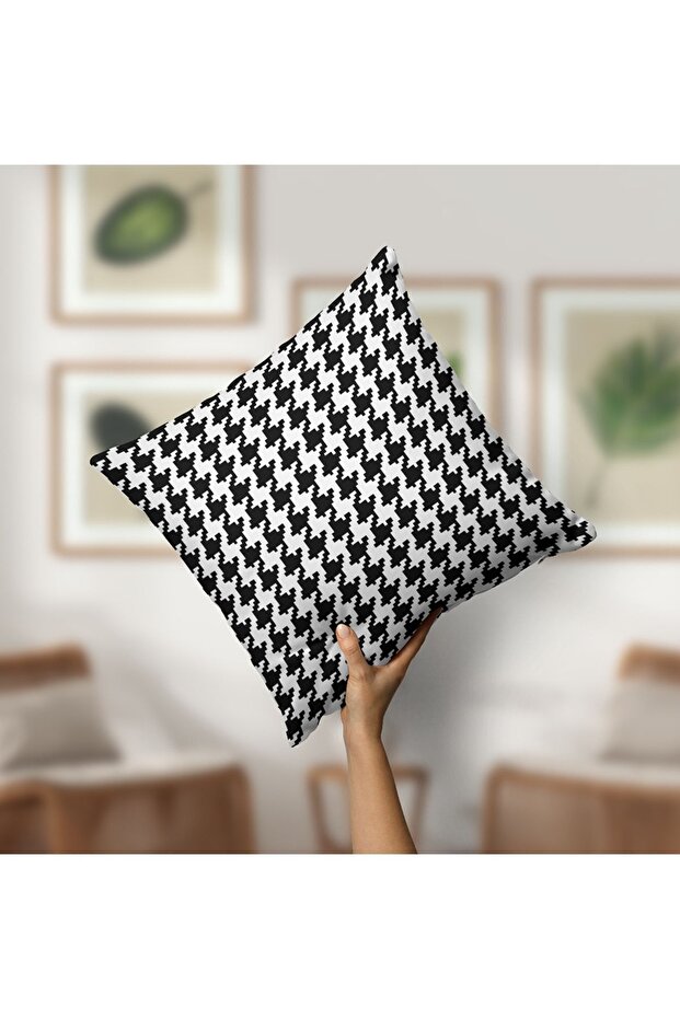 Digital Printed Houndstooth Patterned Throw Pillow Cover - 2