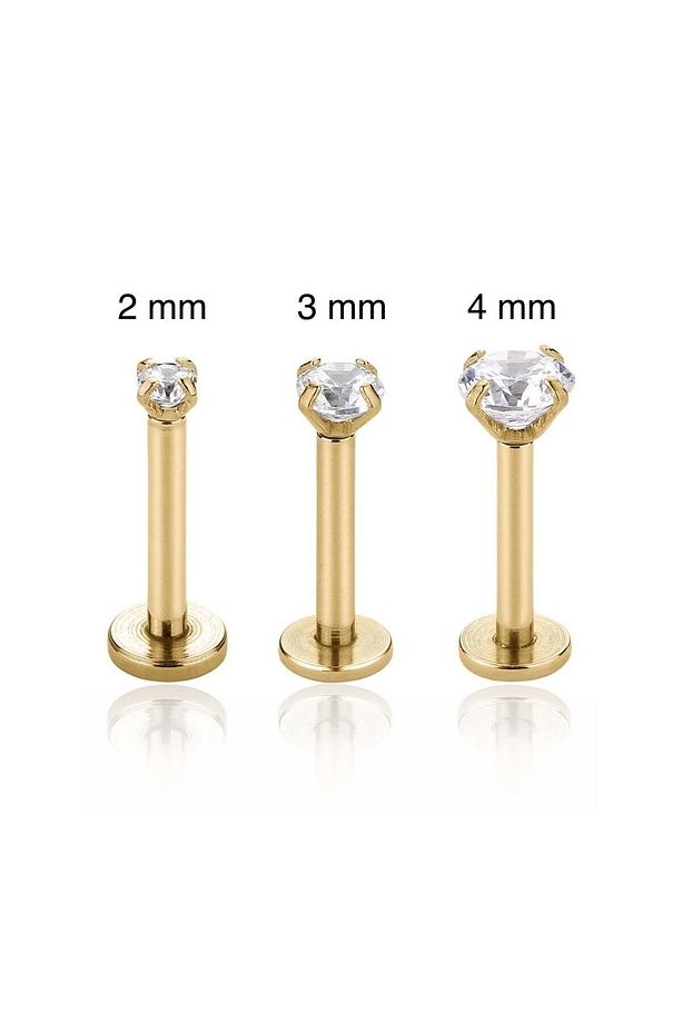 3 Adet Cerrahi Çelik Taşlı Tragus, Helix, Dudak, Kıkırdak Piercing - 1