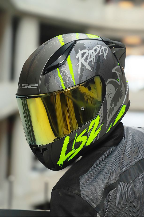 Rapıd 2 Race Raven Mat Siyah-gri-neon Sarı Kask - 8