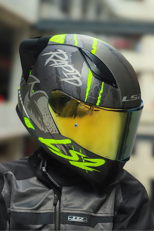 Rapıd 2 Race Raven Mat Siyah-gri-neon Sarı Kask - 2