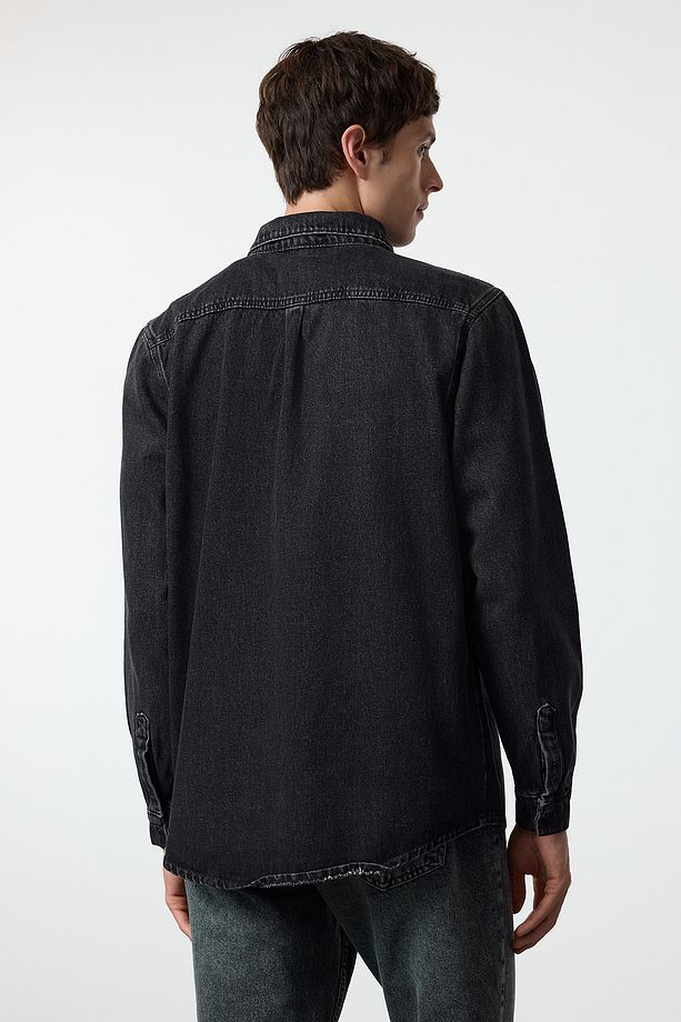 Antrasit %100 Pamuk Regular Fit Denim Kot Gömlek Ceket TMNAW25CE00001 - 4