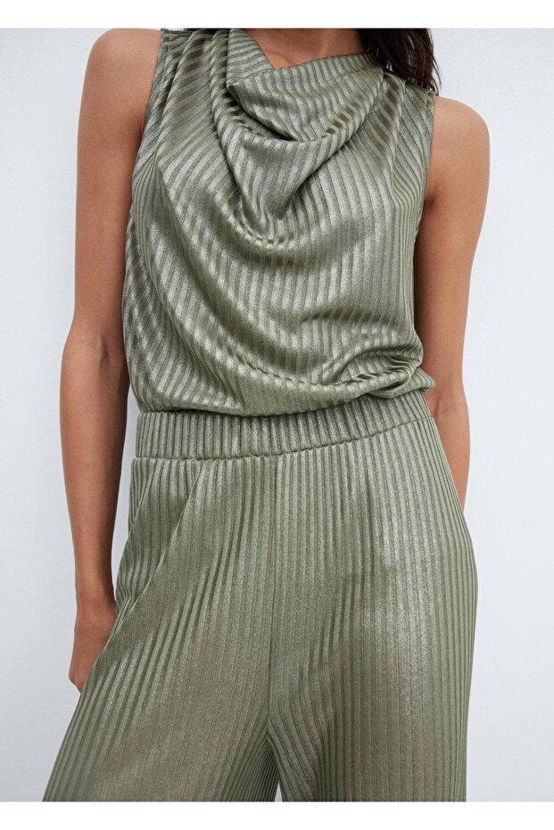 Elastik belli wideleg pantolon - 7