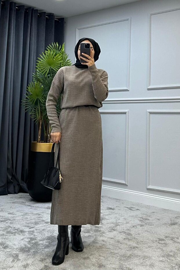 Fitilli Triko Elbise Vizon - 4